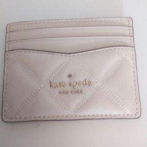 ♦️Kate Spate Cream Quilted Leather Diamond Cardholder